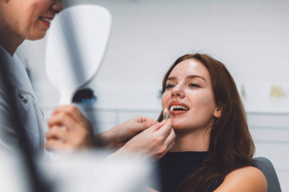Patient receiving cosmetic dentistry treatment in Calgary